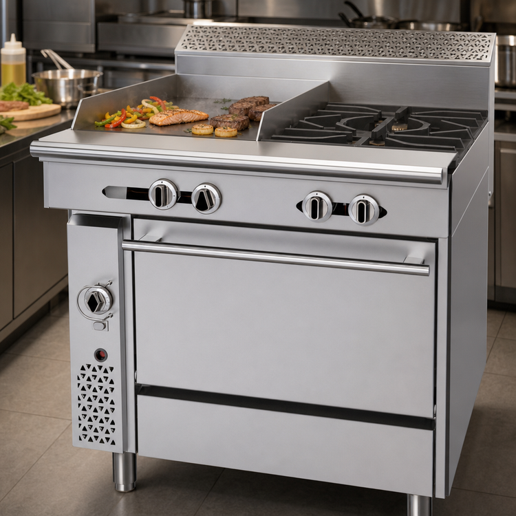 Product image #4 for Garland Cuisine Series 36-Inch Heavy Duty Natural Gas Range with 2 Open Burners, 18-Inch Griddle, and Convection Oven