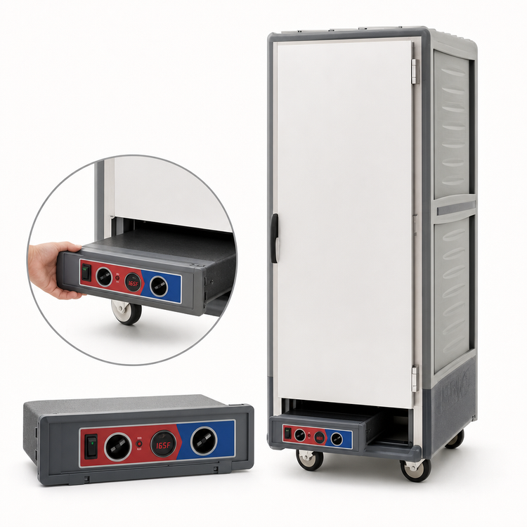Product image #4 for Metro C5 3 Series Full Height Low-Watt Mobile Heated Holding and Proofing Cabinet with Gray Insulation Armour, Full-Length Solid Door, Fixed Wire Slides