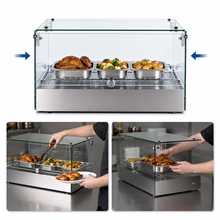 Product image #4 for Omcan Countertop Hot Food Merchandiser / Warmer, 35L, Full-Service/Self-Service