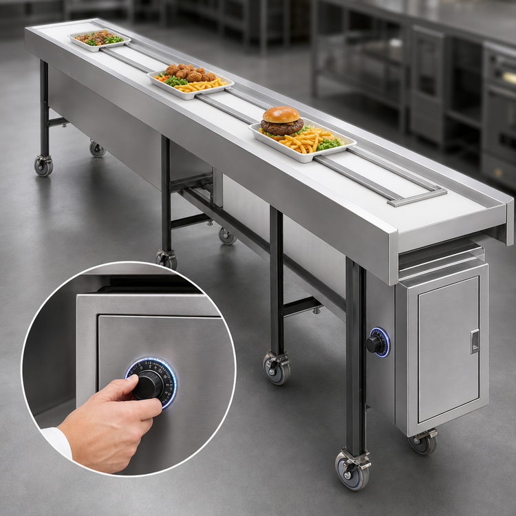 Product image #4 for Dinex DXIESB18 18-Foot Dual Band Belt Tray Make-Up Conveyor