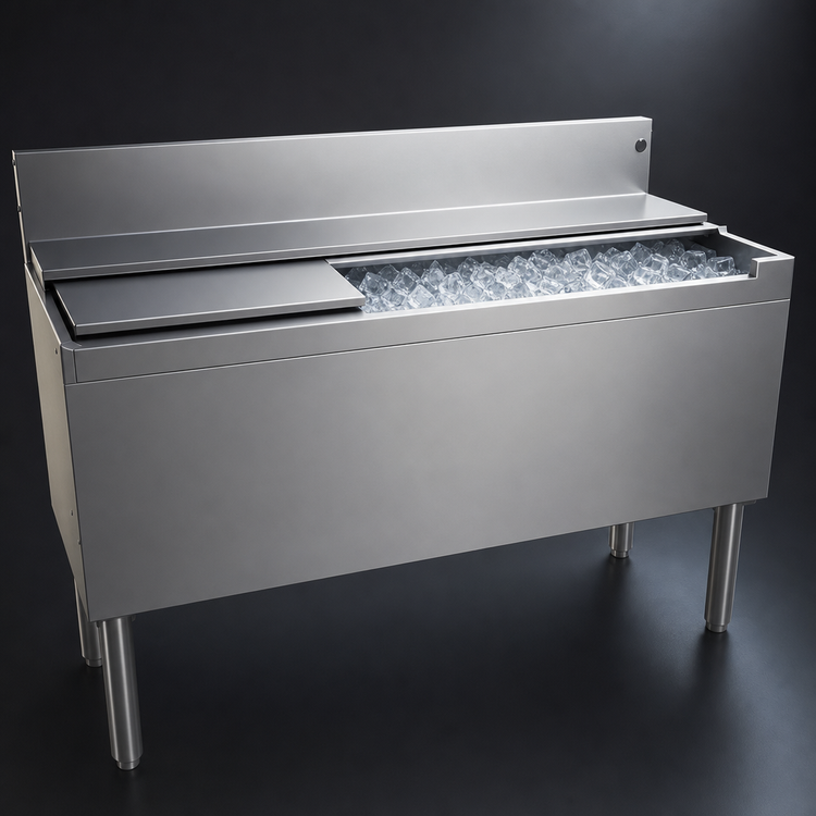 Product image #4 for Glastender 48-Inch Extra Deep Underbar Stainless Steel Ice Bin with Sliding Cover