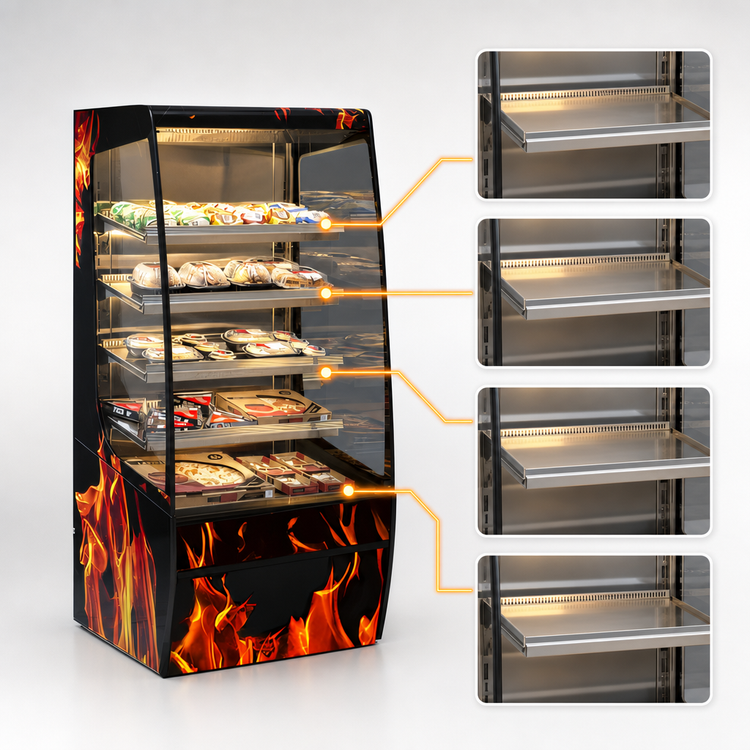 Product image #4 for Federal Industries Vision Series VHSS3678C Curved End High Profile Heated Self-Serve Hot Food Merchandiser, 36 x 33 x 78 Inches