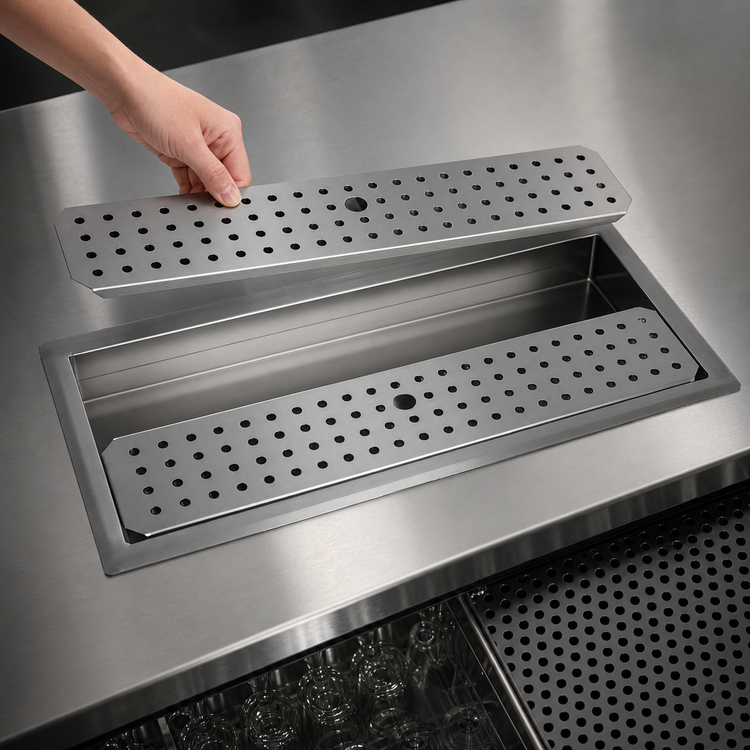 Product image #4 for Glastender Drop-In Stainless Steel Drip Tray Trough, 42"W x 12"D