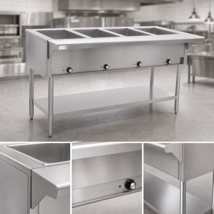 Product image #4 for Eagle Group 63-1/2 Inch Wide 4-Well Open Base Electric Hot Food Table, 240V