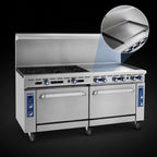 Thumbnail image #4 for Imperial (Middleby) Pro Series IR-8-G24-C 72-Inch Gas Restaurant Range with 8 Open Burners, 24-Inch Griddle, Convection & Standard Ovens