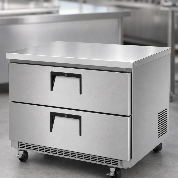 Product image #4 for Everest Refrigeration 1-Section Undercounter Worktop Refrigerator With 2 Drawers, 10.0 Cu. Ft., 35-5/8 Inch Wide, Stainless Steel