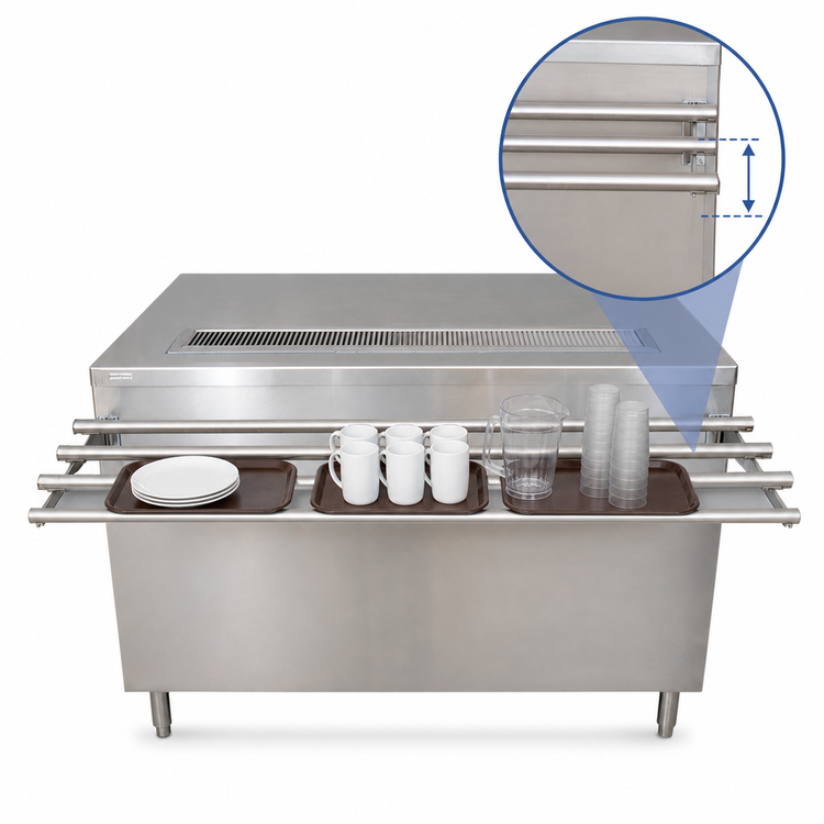 Product image #4 for 60-Inch Stainless Steel Cashier-Serve Counter with Built-In Urn Trough and Drop Shelf
