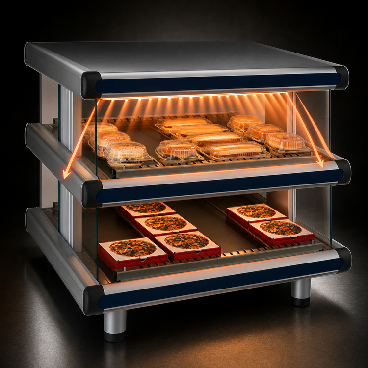 Product image #4 for Hatco Glo-Ray Designer Slant 2-Shelf Countertop Merchandising Display Warmer, 30.25 Inches
