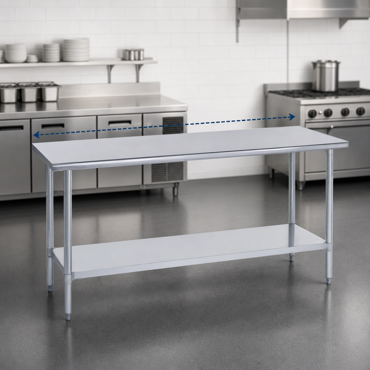 Product image #4 for Duke 84-Inch x 30-Inch Stainless Steel Work Table with Undershelf, 400 Series Top, Without Backsplash