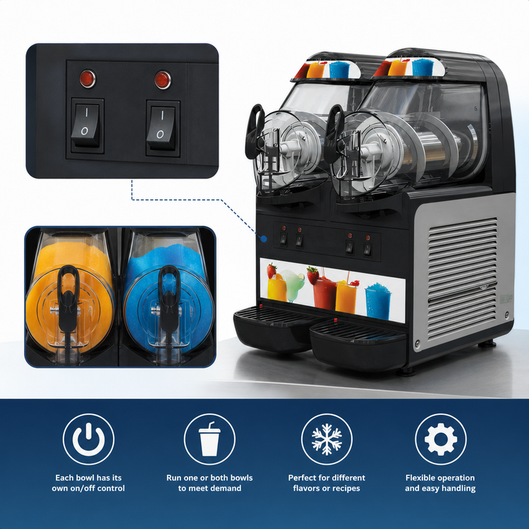 Product image #4 for Vollrath VCBA128-302 Countertop Frozen Beverage Granita Machine, 2 Bowls, 220-240V