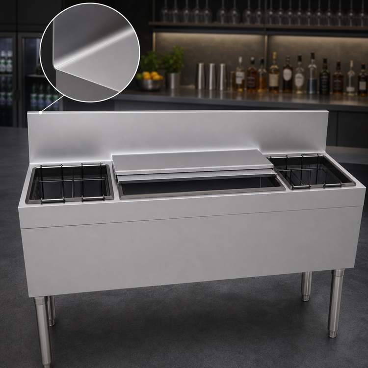 Product image #4 for Glastender 48-Inch Underbar Combo Ice Bin/Cocktail Unit with Dual Bottle Wells and 10-Circuit Cold Plate