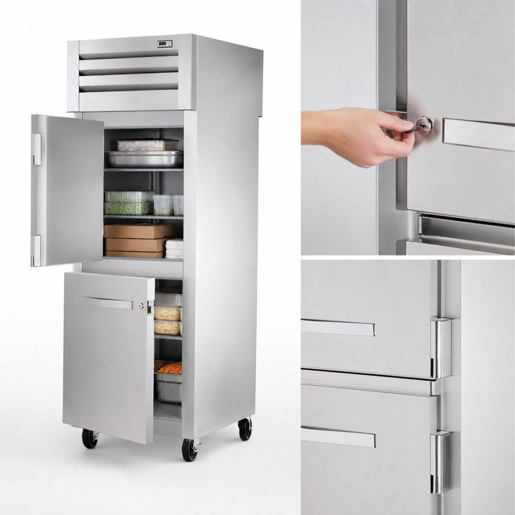 Product image #4 for True Spec Series One-Section Pass-Thru Freezer with Stainless Steel Half Doors and Self-Contained Top-Mounted Refrigeration