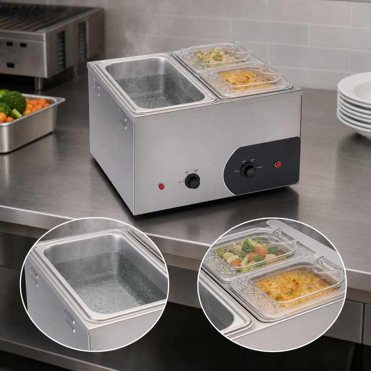 Product image #4 for Nemco Dual-Well Fractional Countertop Wet Food Warmer, Stainless Steel, 120V