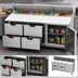 Thumbnail image #5 for Beverage Air 72-Inch Three-Section Sandwich Top Refrigerated Prep Table with 4 Drawers, 1 Door, and 18-Pan Opening