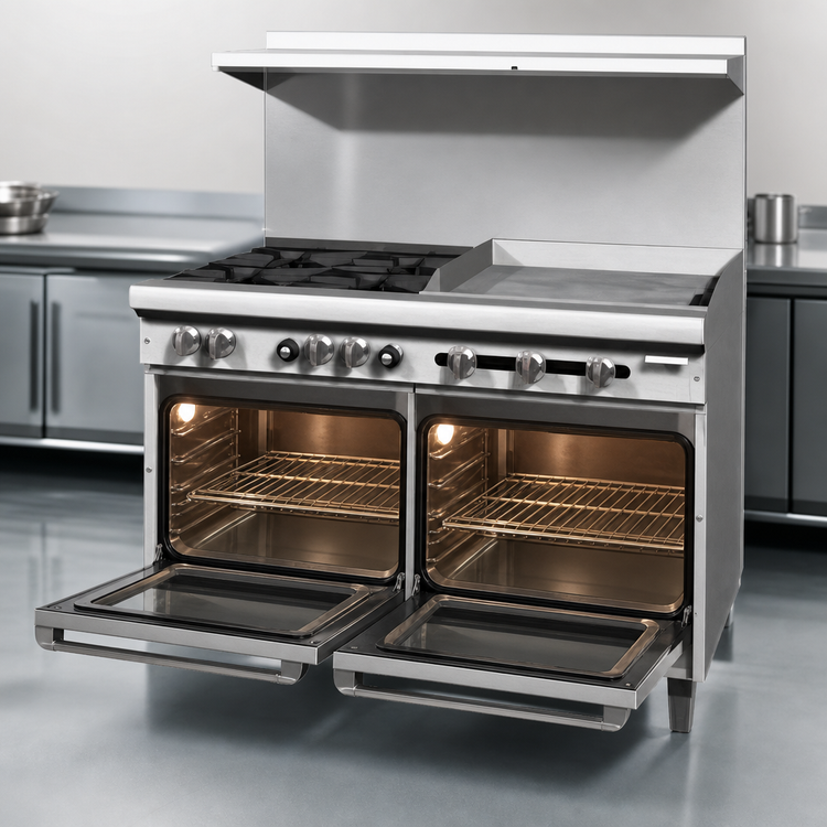 Product image #4 for Southbend S-Series 48-Inch Gas Restaurant Range with 2 Open Burners, 36-Inch Griddle, and 2 Space-Saver Ovens