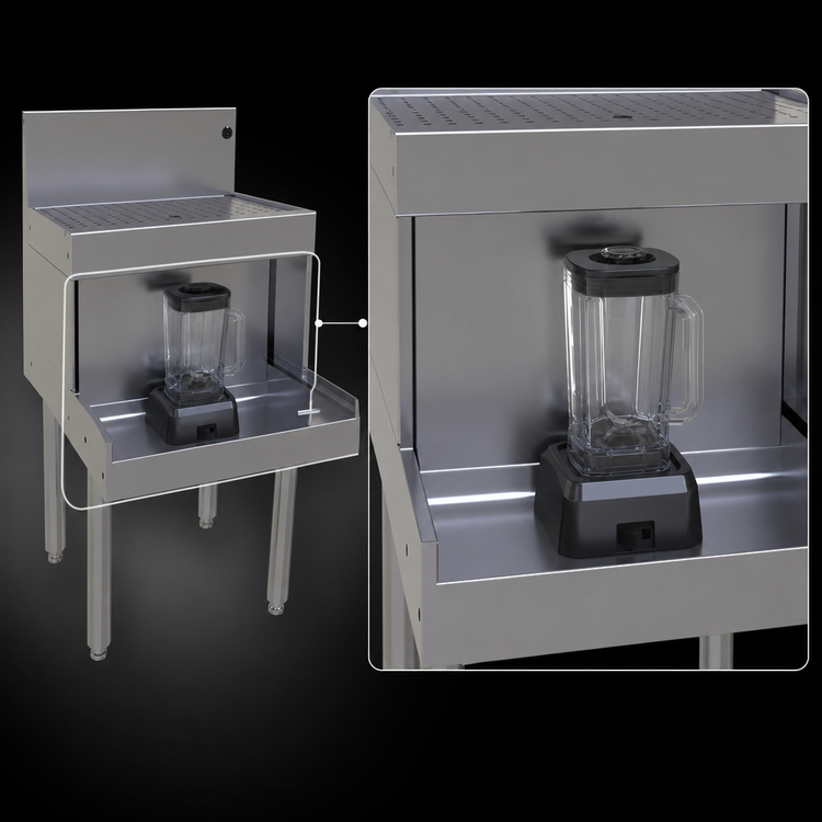 Product image #4 for Glastender 18-Inch Freestanding Stainless Steel Underbar Blender Station with Drainboard Top