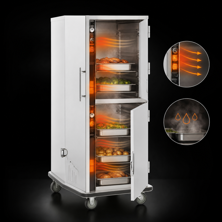 Product image #4 for Mobile Split-Cavity Heated Holding Cabinet with Half Doors and Humi-Temp Heat System