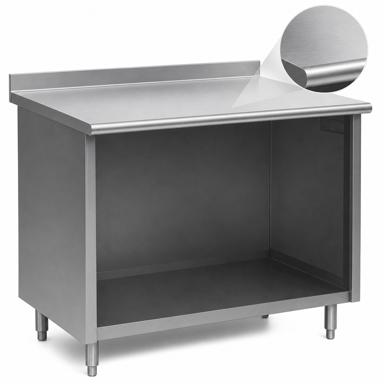 Product image #4 for Spec-Master 72-Inch x 30-Inch Stainless Steel Underbar Work Table with Open Front Cabinet Base and 1-1/2-Inch Rear Up-Turn