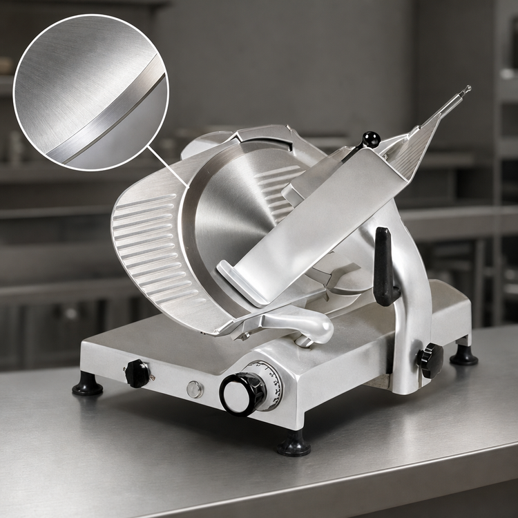 Product image #4 for Omas Trento 14-Inch Gear-Driven Gravity Feed Commercial Meat Slicer, 1/3 HP, 110V