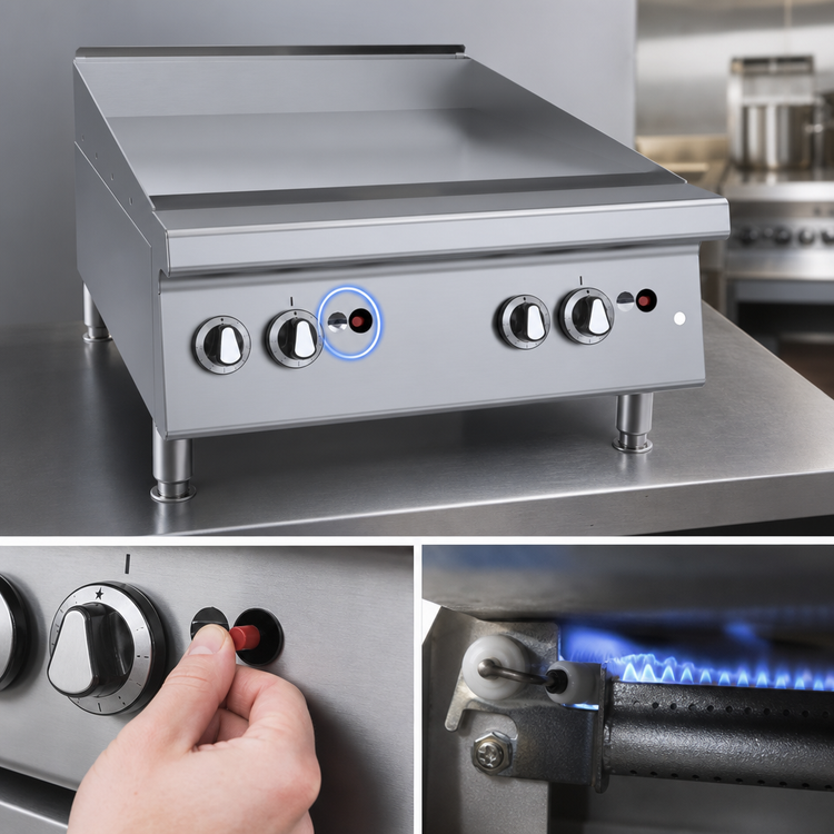 Product image #4 for Garland 24-Inch Countertop Heavy-Duty Gas Griddle with Snap-Action Thermostatic Controls and Smooth Steel Plate, 56,000 BTU