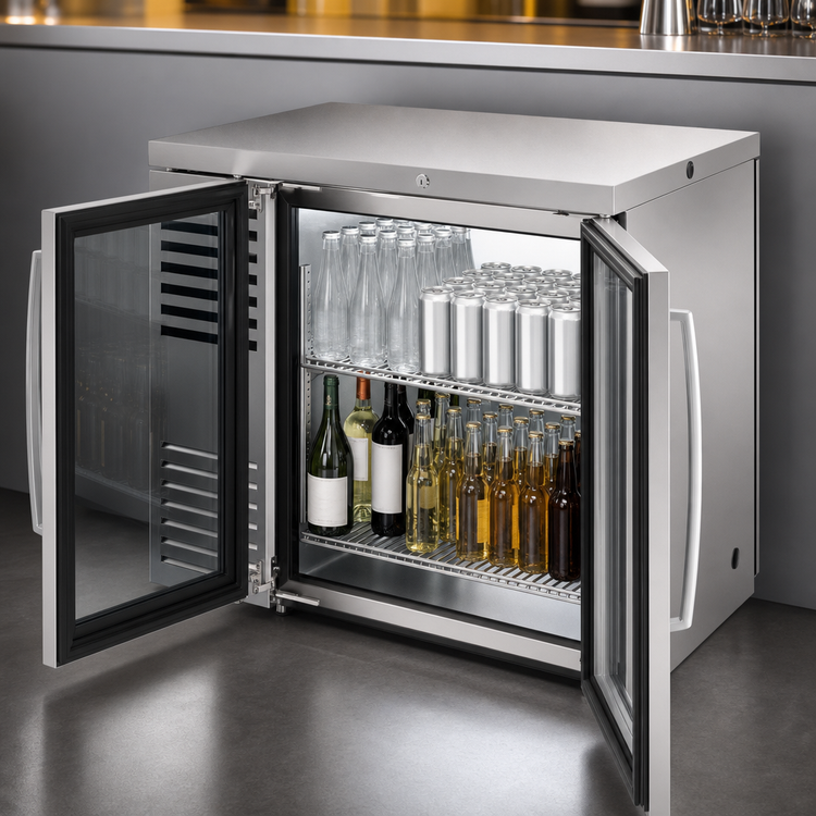 Product image #4 for True Premier Bar 36-Inch Pass-Thru Back Bar Cooler with 2 Glass Doors and Side-Mounted Self-Contained Refrigeration