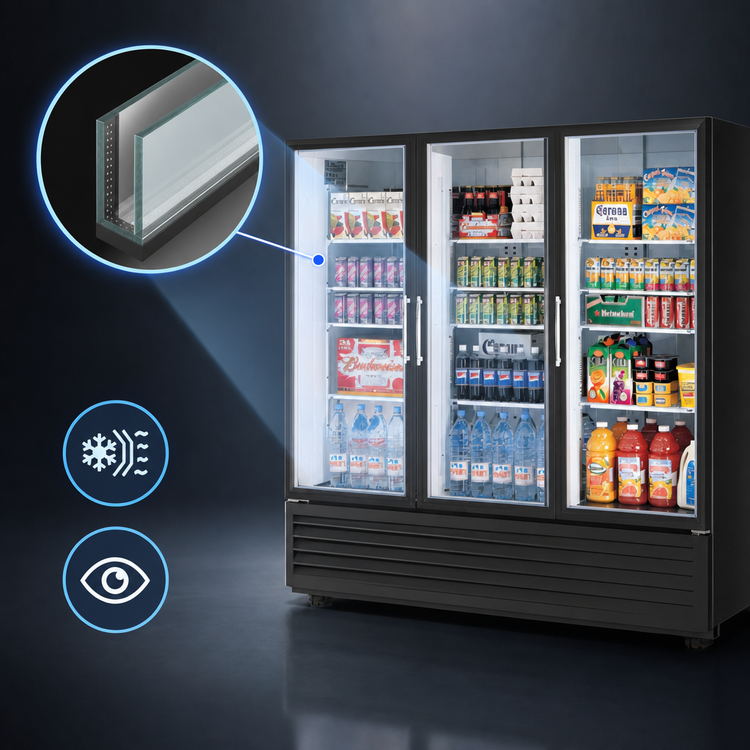Product image #5 for Turbo Air TGM-72RS(B)-N 3-Section Bottom Mount Self-Contained Glass Door Refrigerated Merchandiser, 67.98 Cu. Ft.