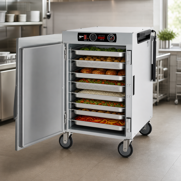 Product image #4 for Metro HotBlox™ Wide 8-Pan Pass-Thru Insulated Holding Cabinet, Analog Control, Solid Front Door/Clear Rear Door, Mobile