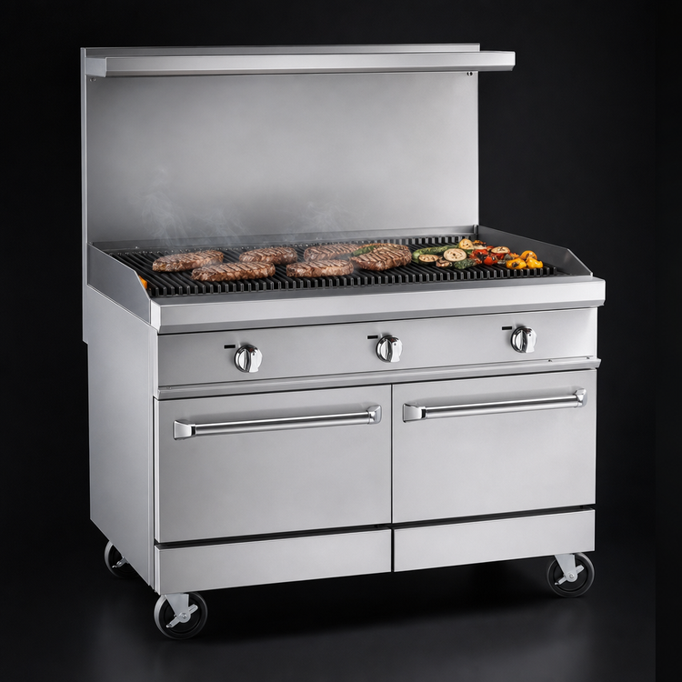 Product image #4 for Southbend Platinum 48-Inch Heavy Duty Gas Range with Charbroiler, Cast Iron Grates, and Two Cabinets