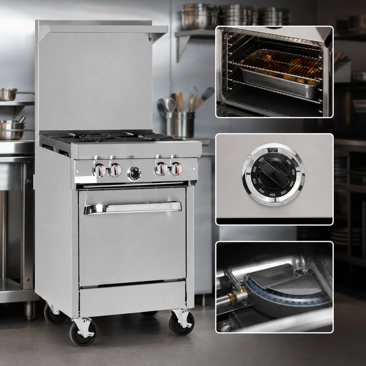 Product image #4 for Southbend S-Series 24-Inch Gas Restaurant Range with 4 Open Burners, Space Saver Oven, and Hi-Shelf Backriser