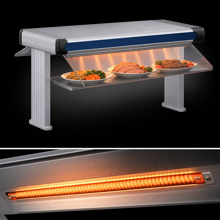 Product image #4 for Hatco Glo-Ray Designer Dual Infrared Strip Heater with 14-Inch Designer Stands, 69-1/2 Inch Wide, Aluminum, 6-Inch Spacing