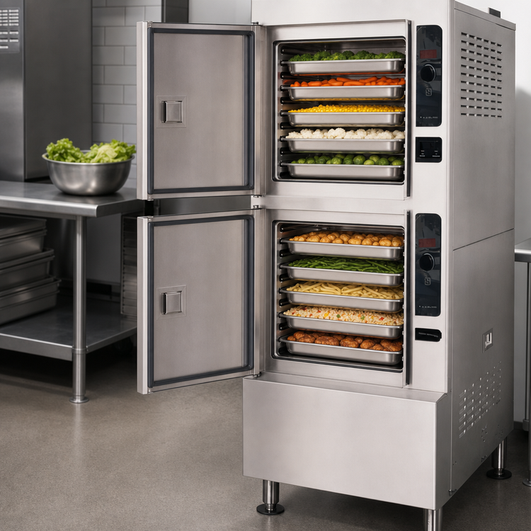 Product image #4 for Cleveland Range SteamCraft Gemini 10 Two-Compartment Floor Model Electric Pressureless Convection Steamer