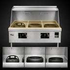 Thumbnail image #4 for Town Equipment EcoDeck E-3-SS 3-Chamber Waterless Gas Wok Range with Integrated Sink and Water Wash Bar