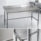 Thumbnail image #4 for Eagle Group Spec-Master T36108STEM-BS Marine Series 14/300 Stainless Steel Work Table, 108 x 36 in, 4-1/2 in Backsplash, Open Base