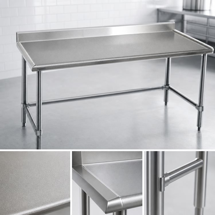 Product image #4 for Spec-Master Marine Series Stainless Steel Work Table with 4-1/2-Inch Backsplash, Open Base, 108 x 36 Inches
