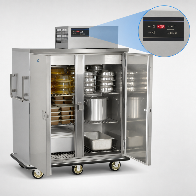 Product image #4 for FWE RBQ-96 Refrigerated Satellite Transport Cabinet, 120 Tray / 96 Plate Capacity, Top-Mount