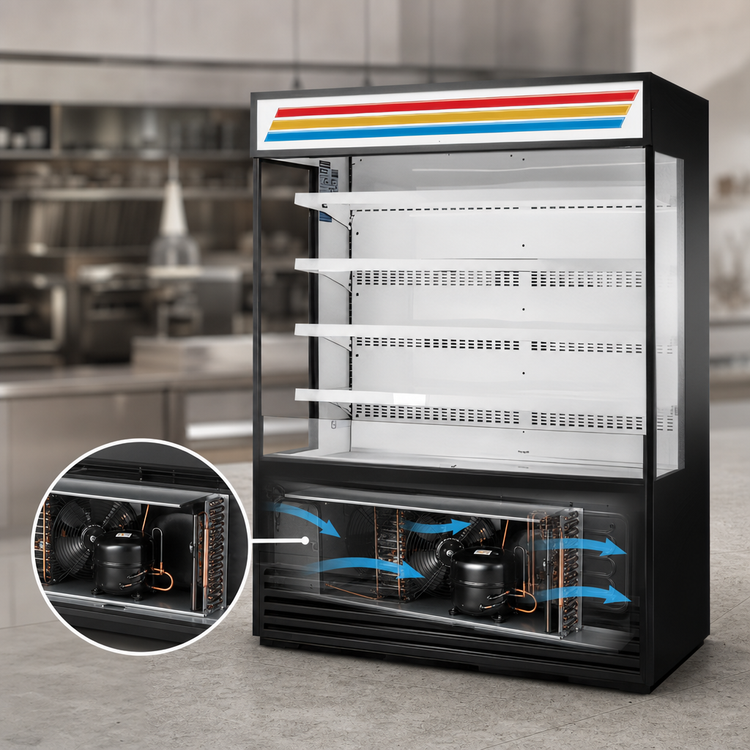 Product image #4 for True 60-Inch Vertical Air Curtain Merchandiser Open-Air Cooler with 4 Adjustable Shelves