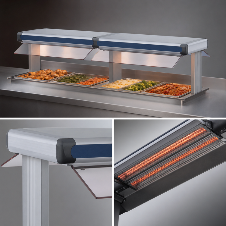 Product image #4 for Hatco Glo-Ray Unlighted Designer Dual Infrared Strip Heater, 39.5-Inch, 3-Inch Spacer, 1600W, Aluminum