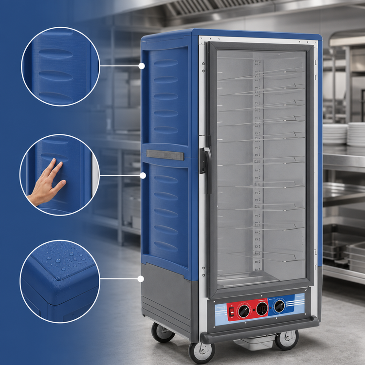 Product image #4 for Metro C5 3 Series 3/4 Height Mobile Moisture Heated Holding & Proofing Cabinet with Blue Insulation Armour and Clear Polycarbonate Door