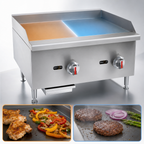 Thumbnail image #4 for Hurakan by Equip.me 24-Inch Gas Countertop Griddle with 2 Burners and Thermostatic Control