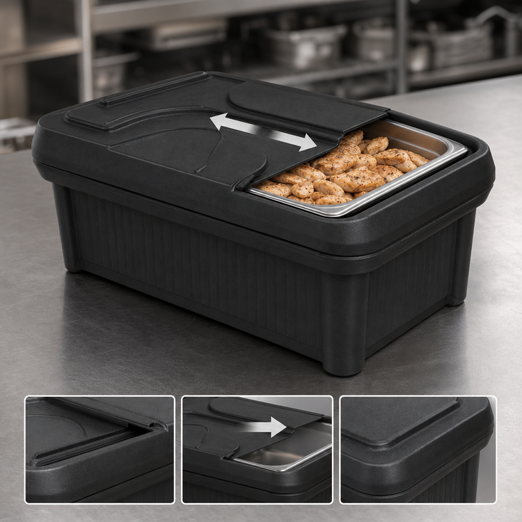 Product image #4 for Cateraide Slide 'N Seal 24 Qt. Insulated Top-Load Food Pan Carrier, Black