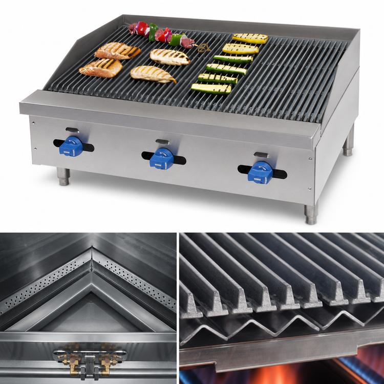 Product image #4 for Comstock-Castle Castle Series 48-Inch Countertop Gas Char-Broiler with Manual Controls and Cast Iron Grates