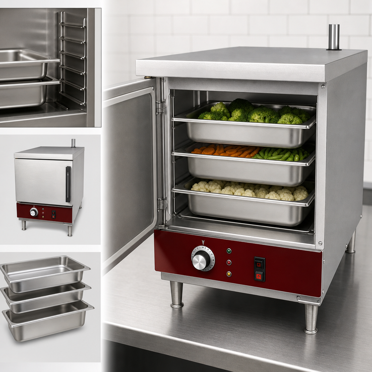 Product image #4 for Southbend Steam EZ18-3 Electric 18-Inch Wide Countertop Boilerless Convection Steamer, 1 Compartment, 3 x 12 x 20 Pan Capacity