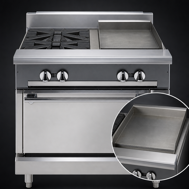 Product image #4 for Vulcan V Series 36-Inch Heavy Duty Gas Range with 2 Open Burners, 18-Inch Griddle and Convection Oven