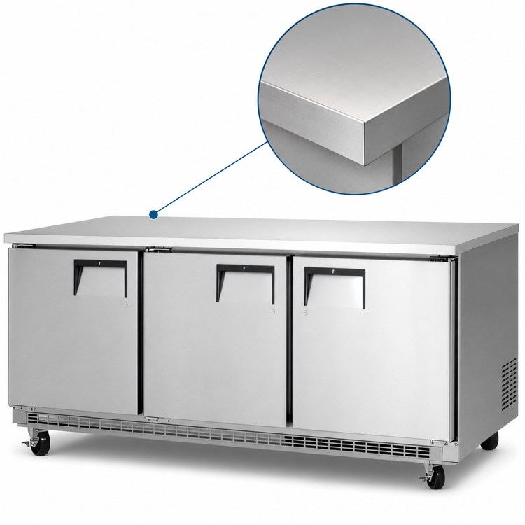 Product image #4 for Everest Refrigeration Three-Section Undercounter Worktop Freezer, 71-1/8 Inches Wide, 22 Cu. Ft., Stainless Steel