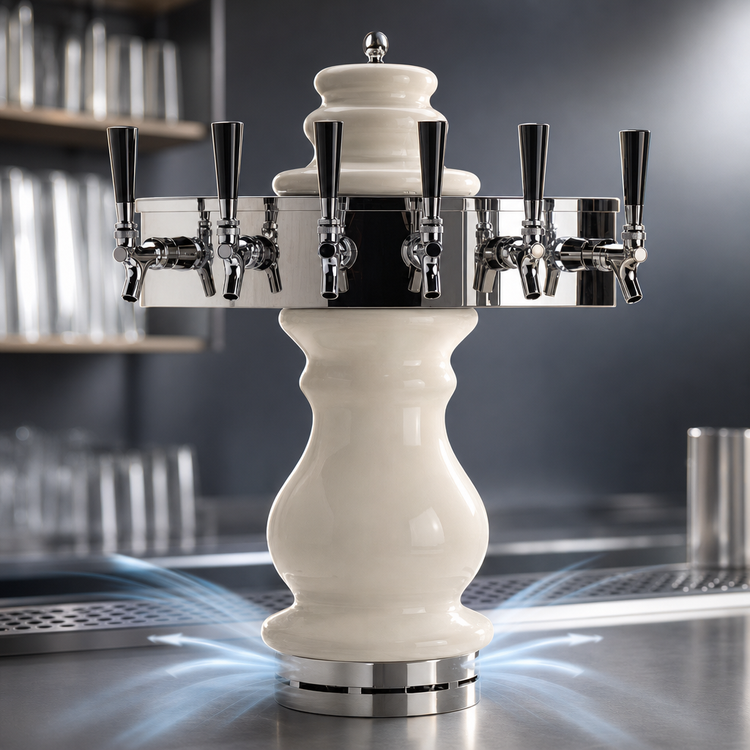 Product image #4 for Micro Matic Braumeister Countertop Air-Cooled Draft Beer Tower with 6 Brass-Body Faucets