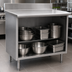 Thumbnail image #4 for Spec-Master Open Front Stainless Steel Worktable with Backsplash, 84W x 30D