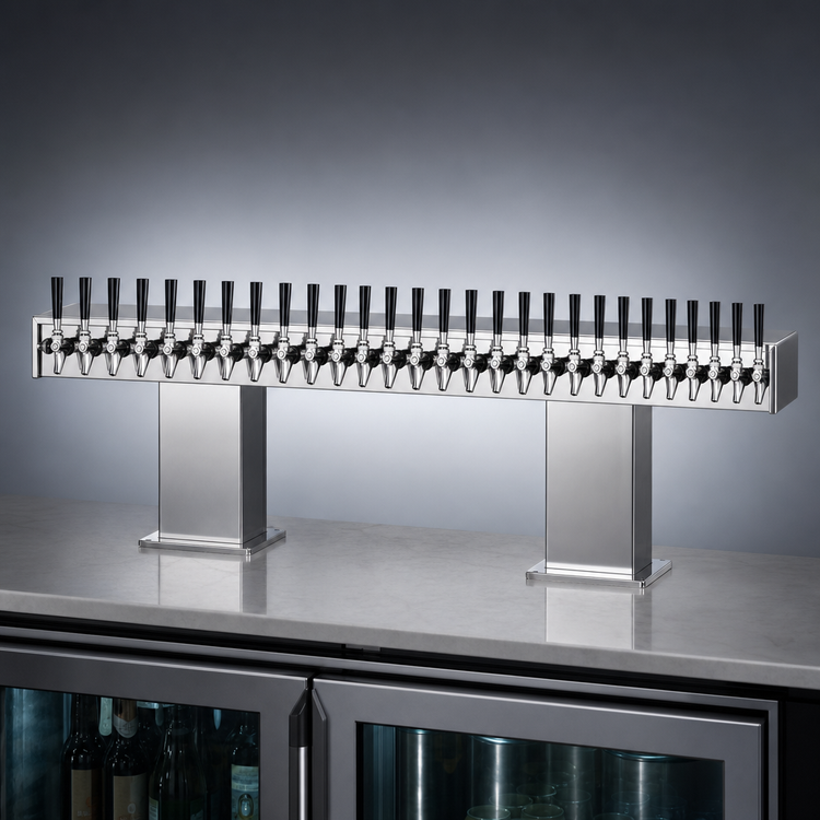 Product image #4 for Perlick Bridge Tee Countertop Draft Beer Tower, 20 Faucets, Extra High, Glycol-Cooled, Stainless Steel