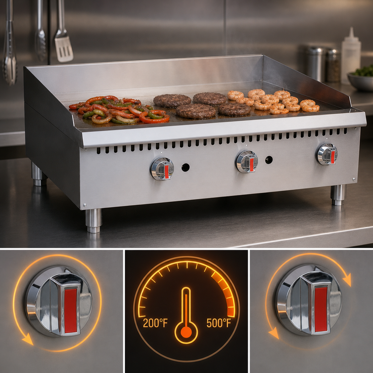 Product image #4 for Serv-Ware 36-Inch Thermostatic Natural Gas Countertop Griddle with 3 Burners