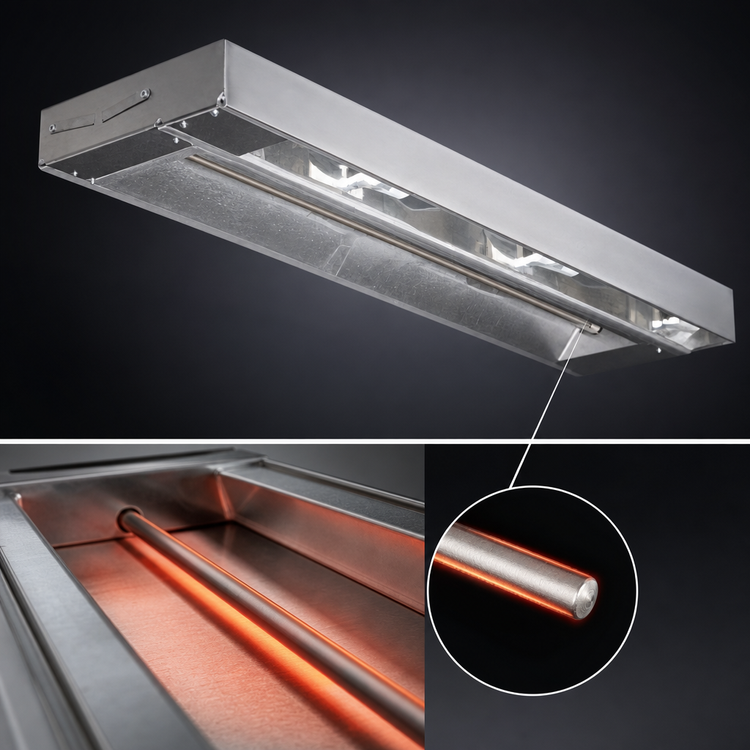 Product image #4 for RedHots 30-Inch Single Rod-Type Unlighted Strip Heat Lamp, 208V, 660W