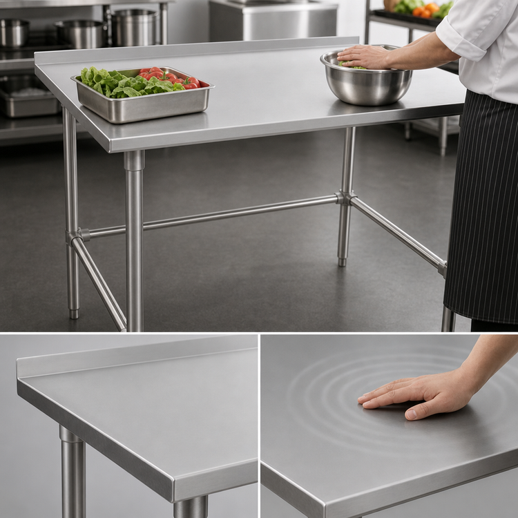 Product image #4 for John Boos Stallion 84-Inch x 24-Inch Stainless Steel Top Work Table with 1-1/2-Inch Rear Backsplash and Safety Edge